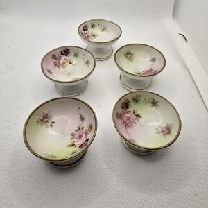 Vintage Hand Painted Nippon footed open salt cellars set of 5